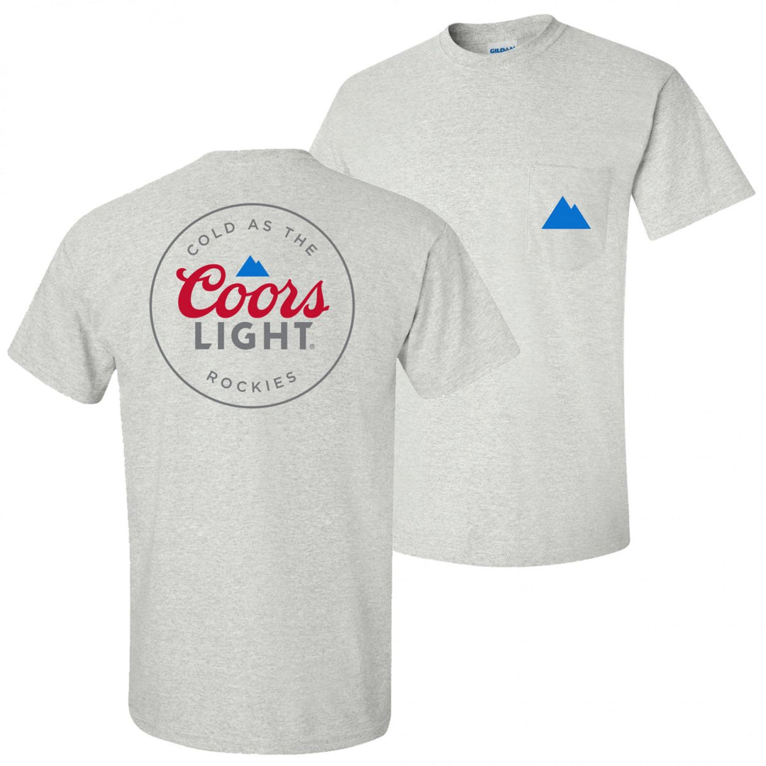 Coors Light Mountain Pocket Logo with Rear Logo Print Grey T-Shirt Image 1