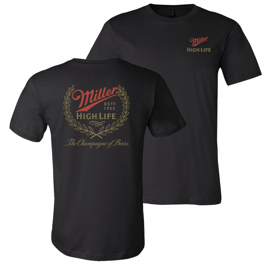 Miller High Life Logo with Rear Full Est.1903 Logo Print T-Shirt Image 1