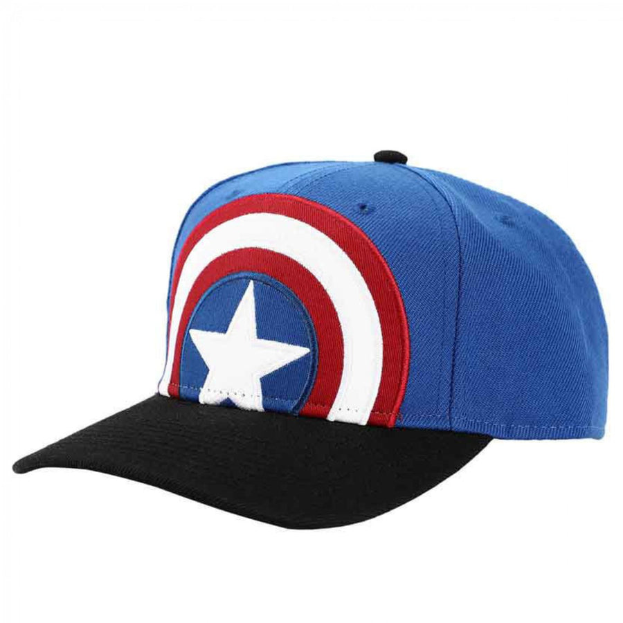 Marvel Captain America Large Logo Embroidered Pre-Curved Snapback Hat Image 1
