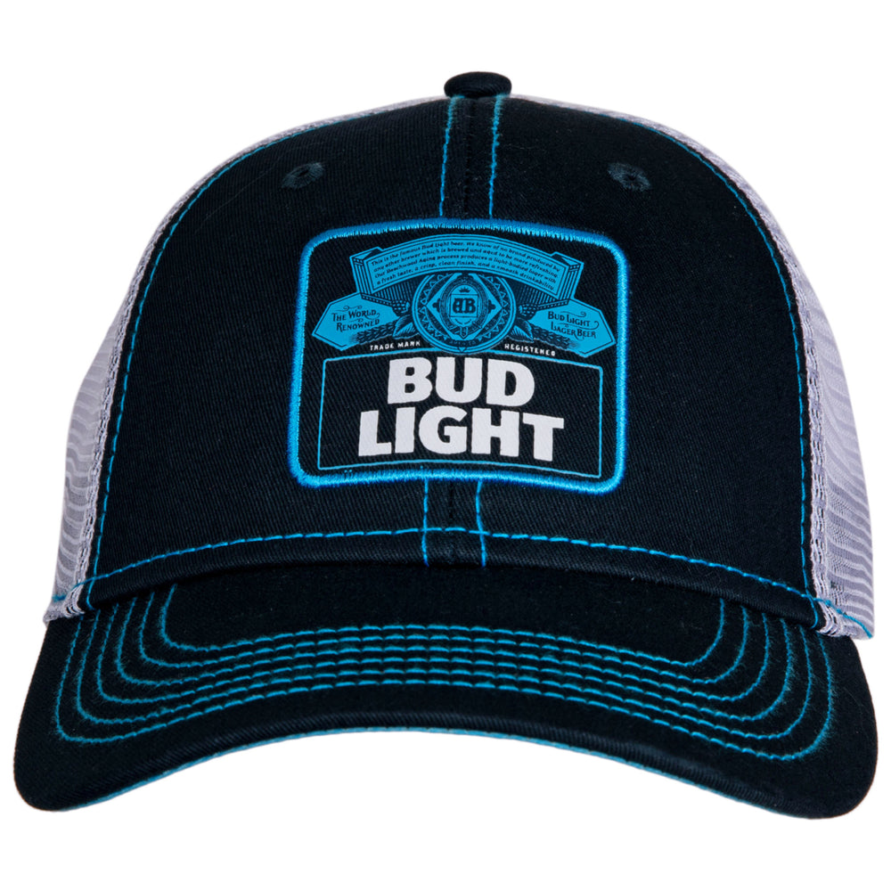 Bud Light Bottle Crest Cotton Twill Mesh Back Snapback Hat Image 2