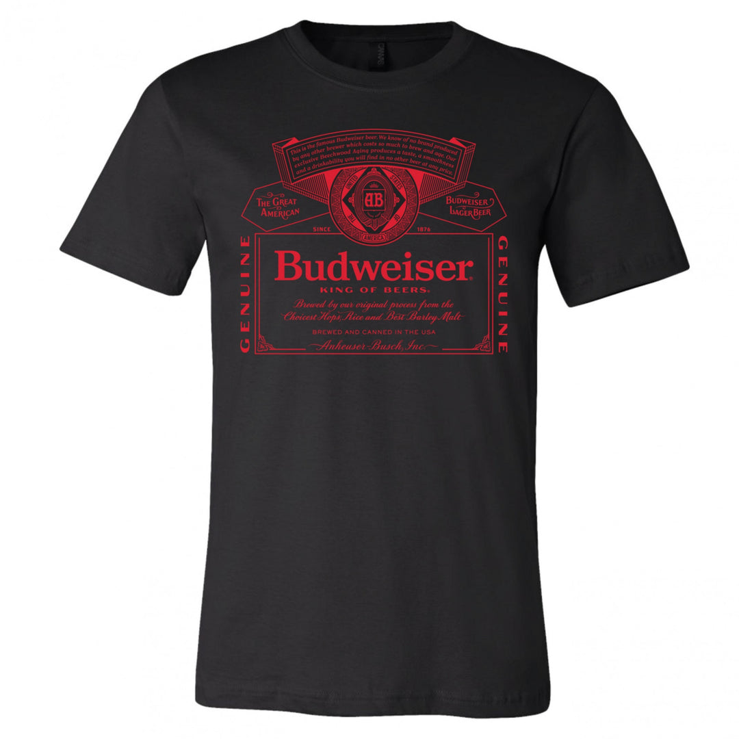 Budweiser King of Beers Red Label Black T-Shirt Image 1