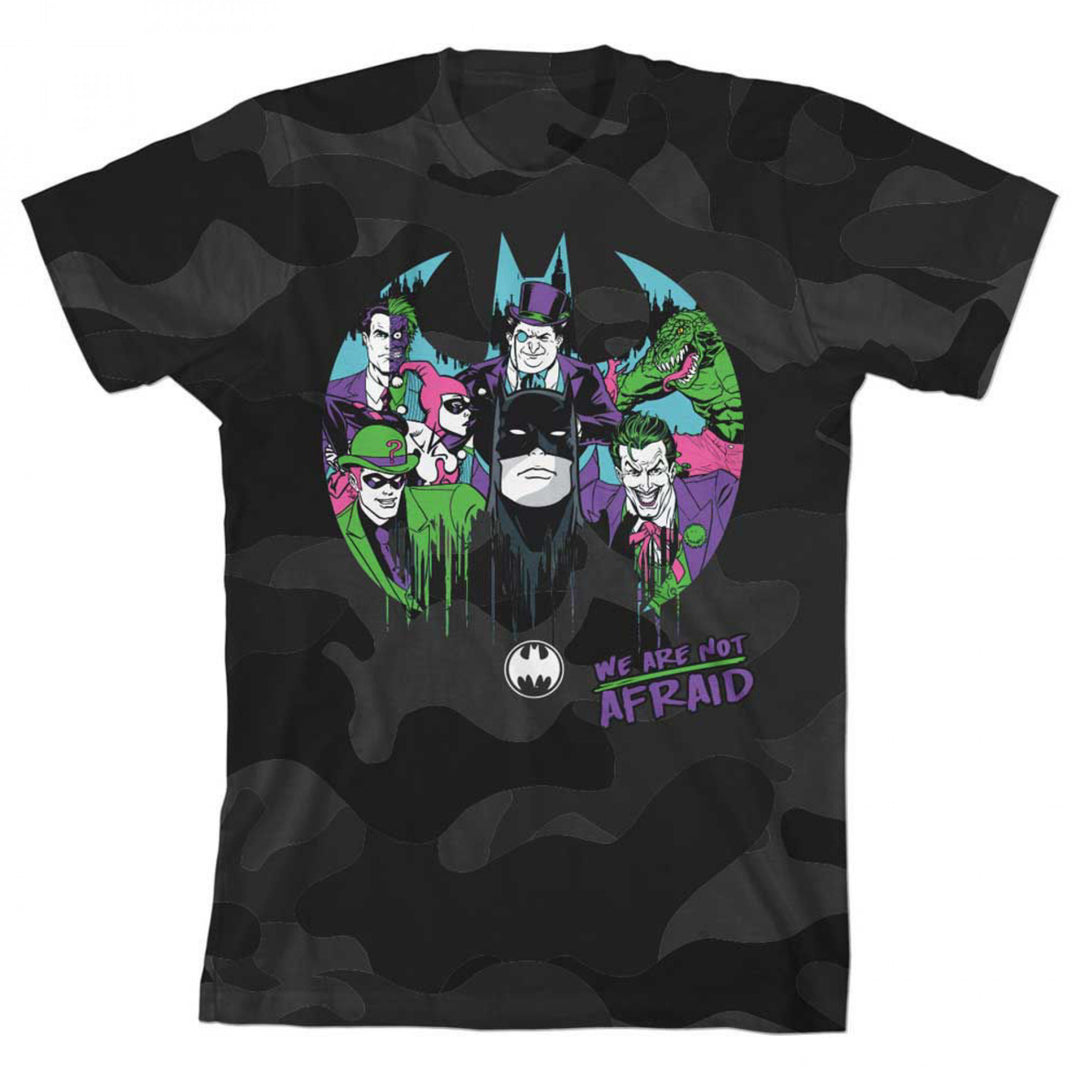 DC Comics Batman We Are Not Afraid Bat Symbol Camo Youth T-Shirt Image 1
