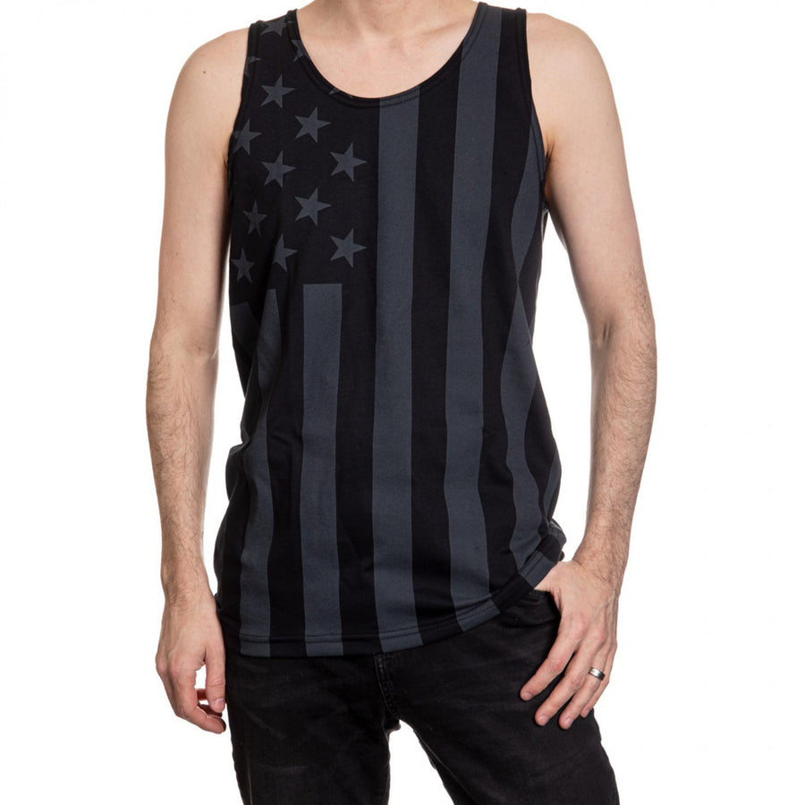 Patriotic Blackout American Flag Tank Top Image 1