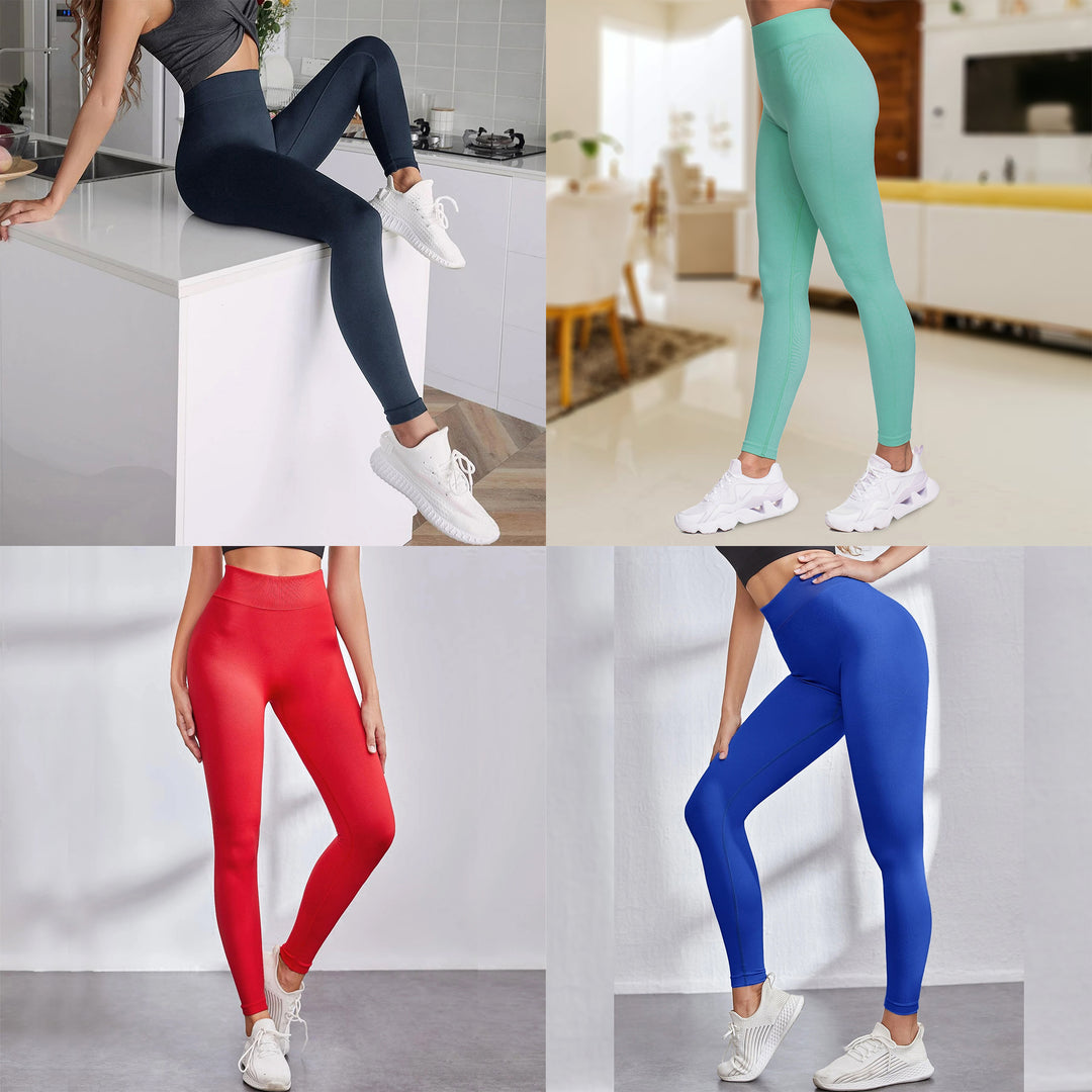 3-Pack Womens Fleece-Lined Seamless Yoga Pants Leggings Comfortable Stretchy Image 4