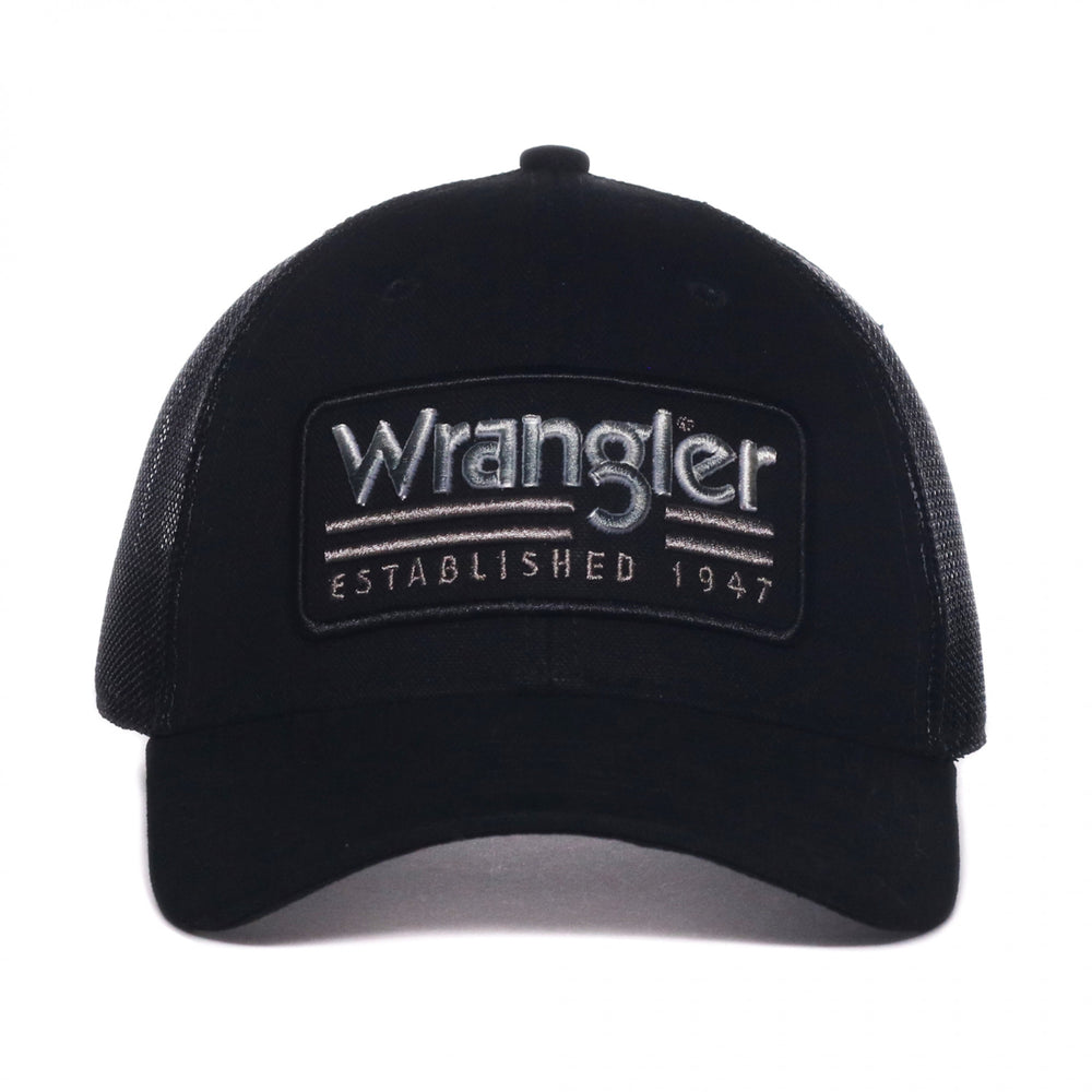 Wrangler Logo Established 1947 Patch Pre-Curved Adjustable Trucker Hat Image 2