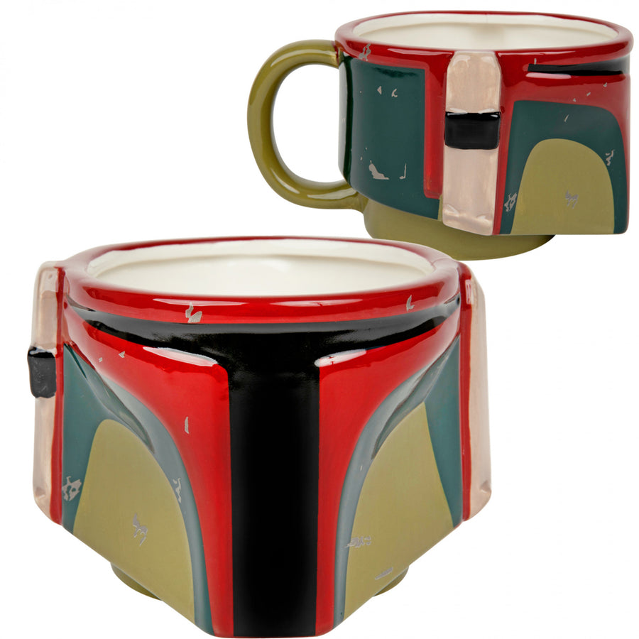 Star Wars Boba Fett Distressed Helmet 3D Sculpted 20oz Jumbo Mug Image 1