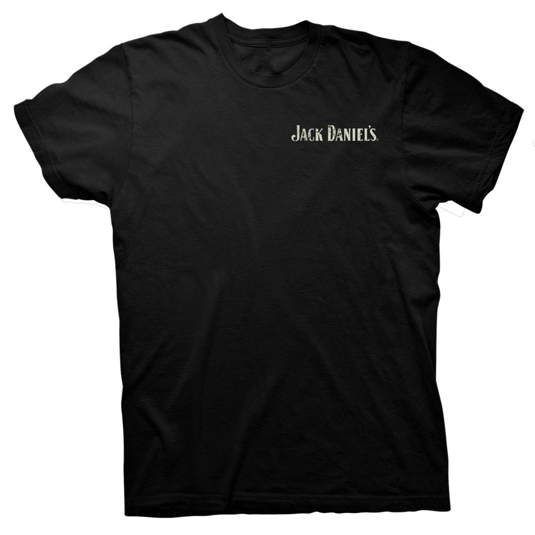 Jack Daniels No.7 Fine Old Whiskey Worn Logo Black T-Shirt Image 2