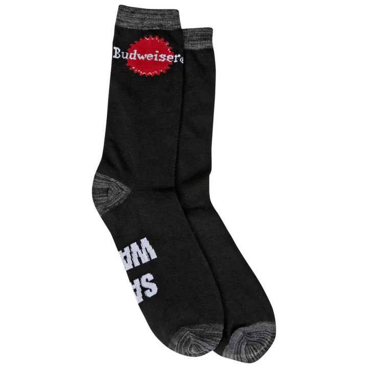 Budweiser Save Water Drink Beer Bottom Print Crew Socks Image 2