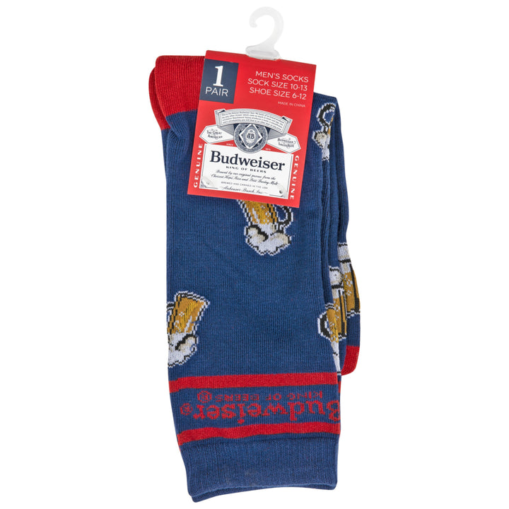 Budweiser Logo and Foamy Mugs Crew Socks Image 3