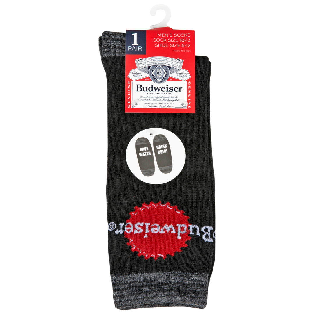 Budweiser Save Water Drink Beer Bottom Print Crew Socks Image 4