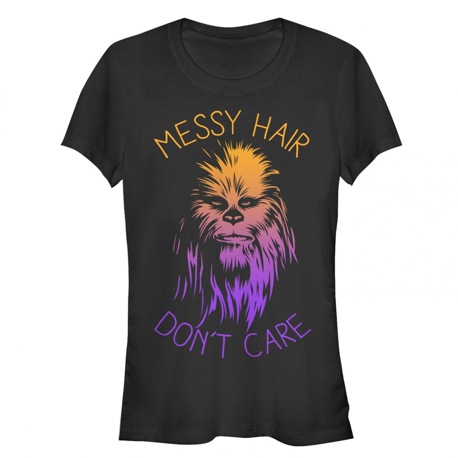 Star Wars Chewbacca Messy Hair Dont Care Juniors T-Shirt Image 1
