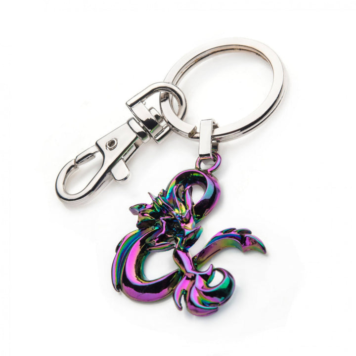 Dungeons and Dragons Ampersand Logo Iridescent Steel Keychain Image 2