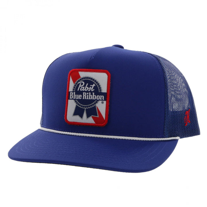 Pabst Blue Ribbon Embroidered Logo Snapback Hybrid Bill Trucker Hat Image 1