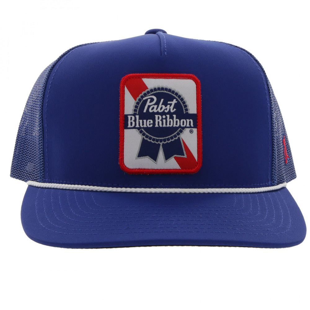 Pabst Blue Ribbon Embroidered Logo Snapback Hybrid Bill Trucker Hat Image 2