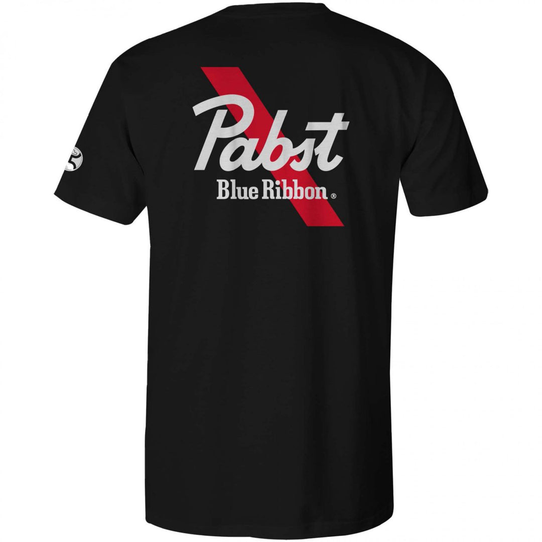 Pabst Blue Ribbon Logo Text Front and Back Print T-Shirt Image 3