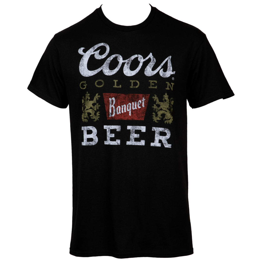 Coors Golden Banquet Beer Logo Distressed Black Colorway T-Shirt Image 1