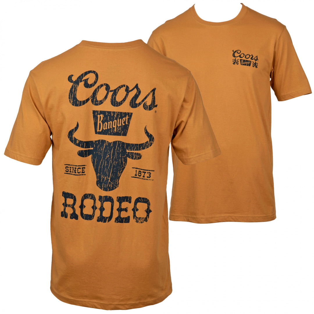 Coors Rodeo Logo Distressed Front and Back Print T-Shirt Image 1