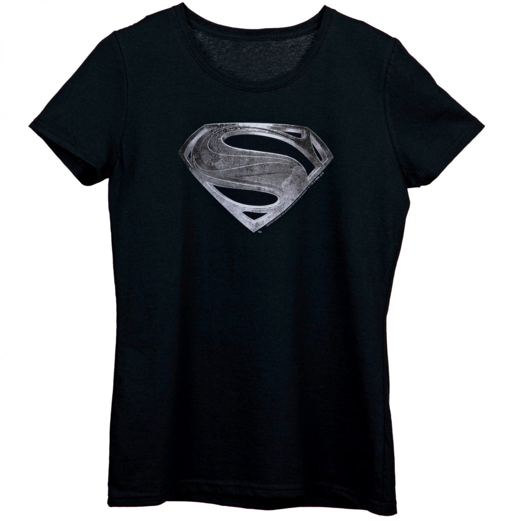 Superman Justice League Style Logo Womens T-Shirt Image 1