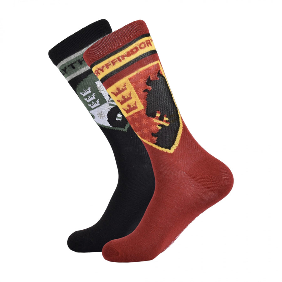 Harry Potter Gryffindor and Slytherin House Crew Socks Boxed Set 2-Pairs Image 1