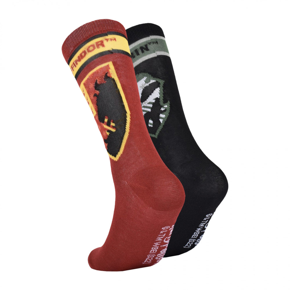 Harry Potter Gryffindor and Slytherin House Crew Socks Boxed Set 2-Pairs Image 2