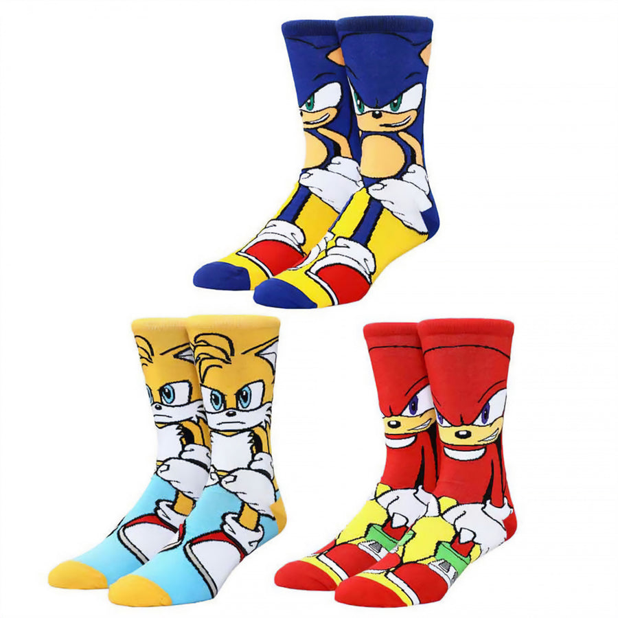 Sonic The HedgehogTails and Knuckles 3-Pair Pack of Crew Socks Image 1