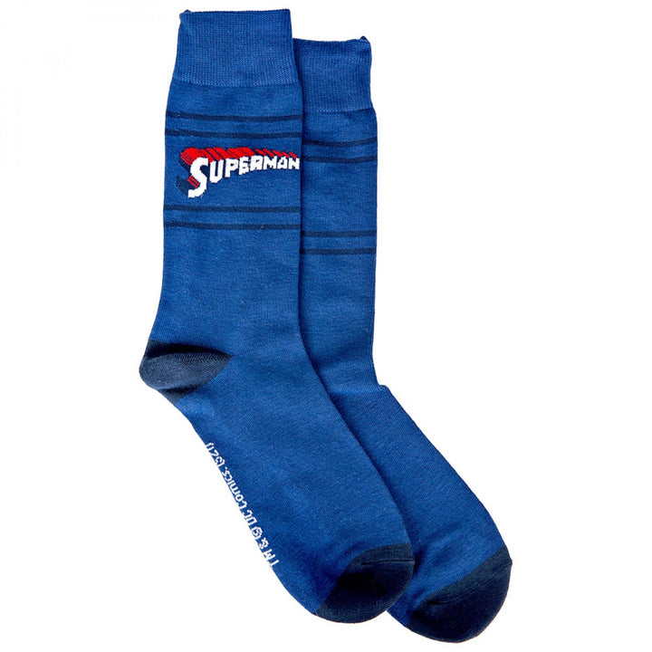 Superman Retro Title Logo Crew Socks Image 1