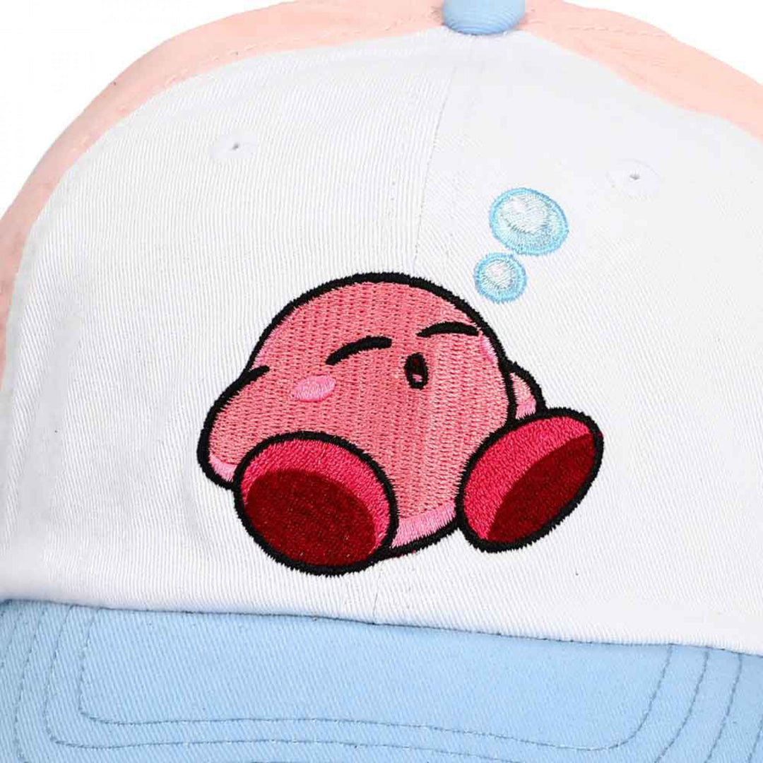 Kirby Sleeping Pastel Embroidered Adjustable Curved Bill Hat Image 4