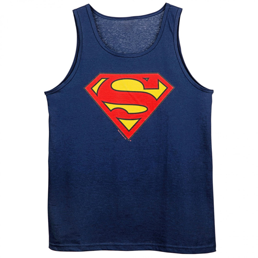 Superman Symbol Navy Blue Mens Tank Top Image 2