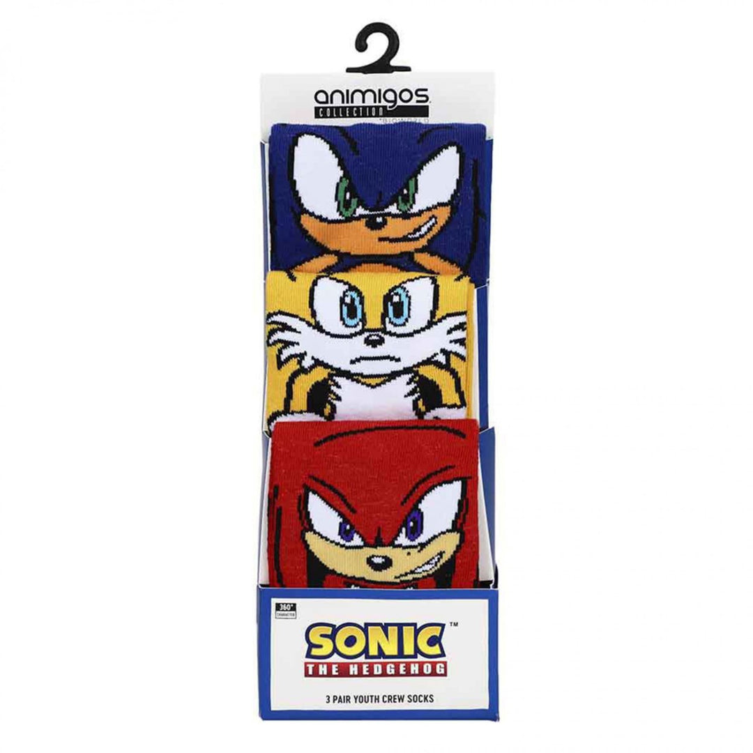 Sonic The Hedgehog Tails and Knuckles 3-Pair Pack of Youth Crew Socks Image 6