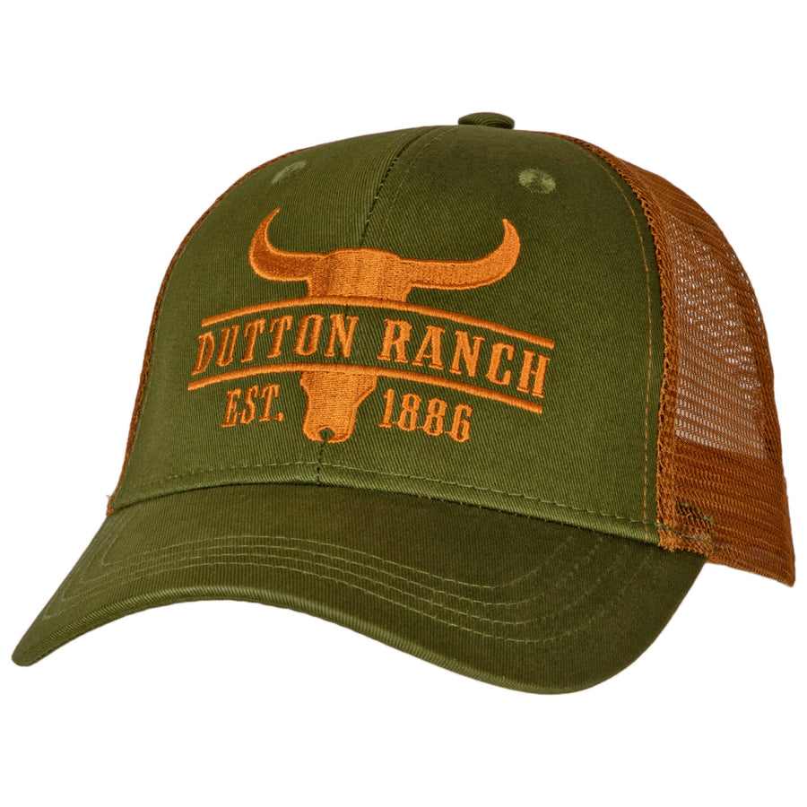 Yellowstone Dutton Ranch Long Horns Logo Adjustable Trucker Hat Image 1