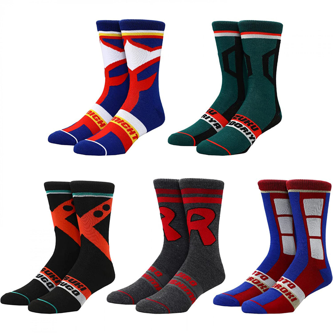 My Hero Academia Suit Up 5-Pair Pack of Crew Socks Image 1