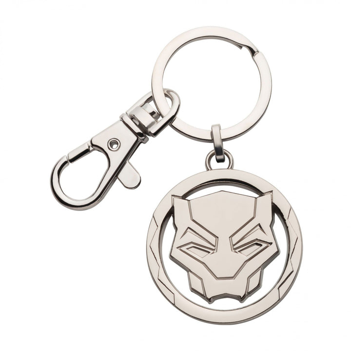 Black Panther Silver Mask Logo Keychain Image 1