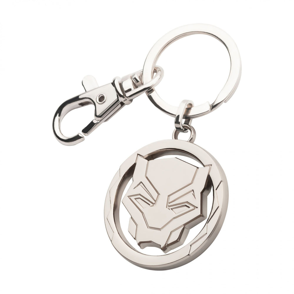 Black Panther Silver Mask Logo Keychain Image 2