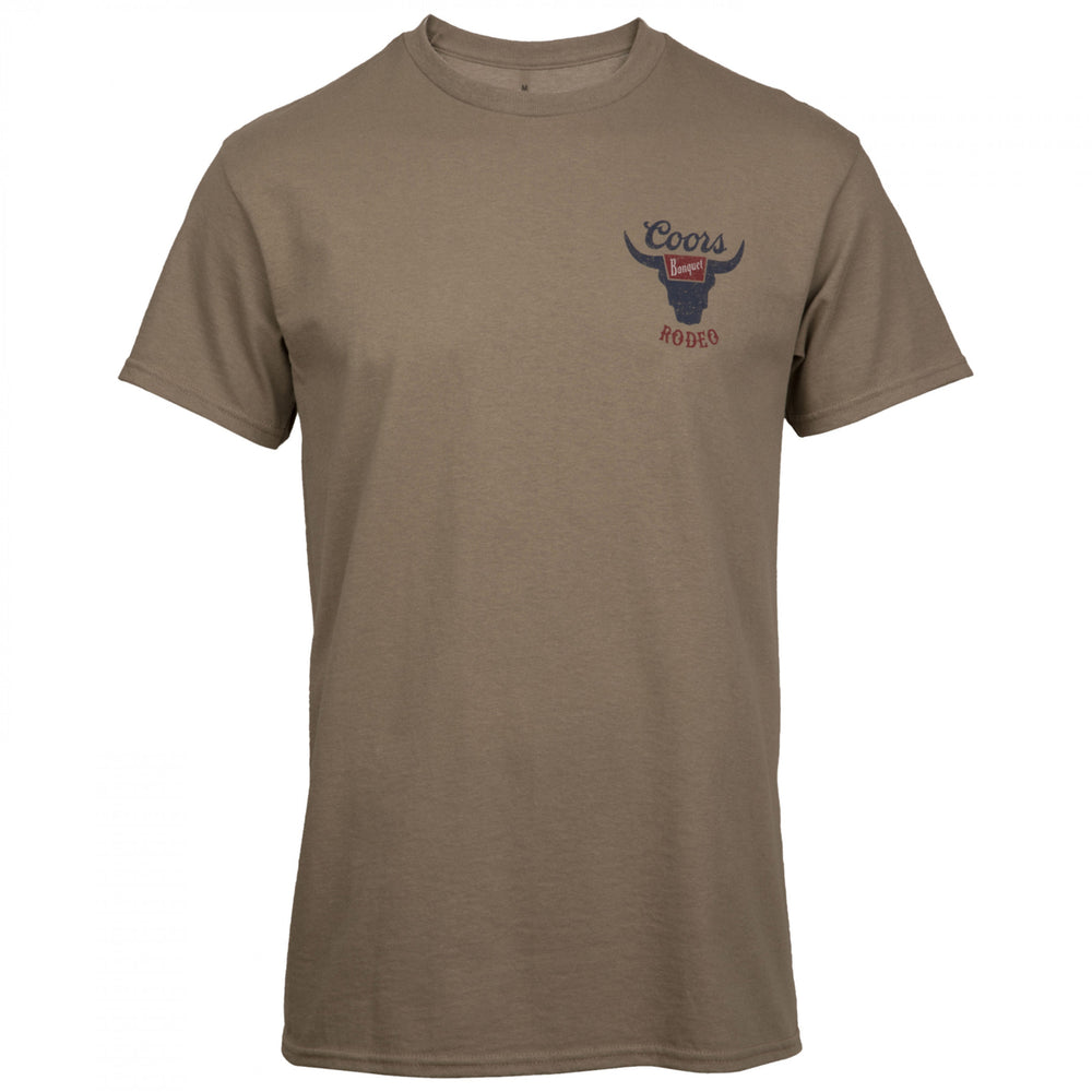 Coors Banquet Rodeo Logo Distressed Front and Back Tan T-Shirt Image 2