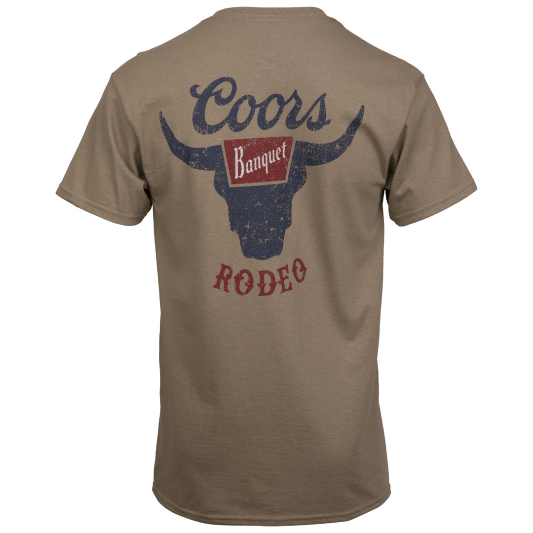 Coors Banquet Rodeo Logo Distressed Front and Back Tan T-Shirt Image 3
