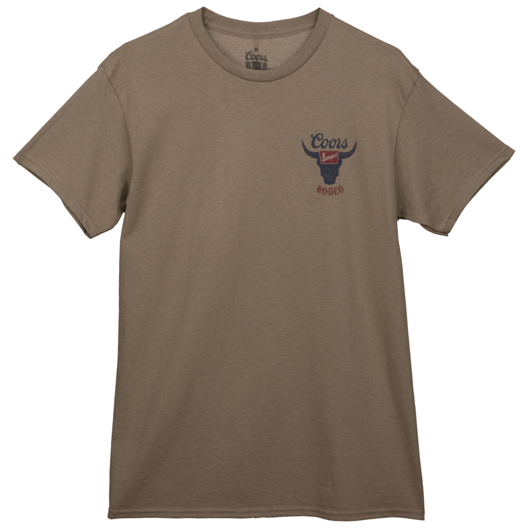 Coors Banquet Rodeo Logo Distressed Front and Back Tan T-Shirt Image 4