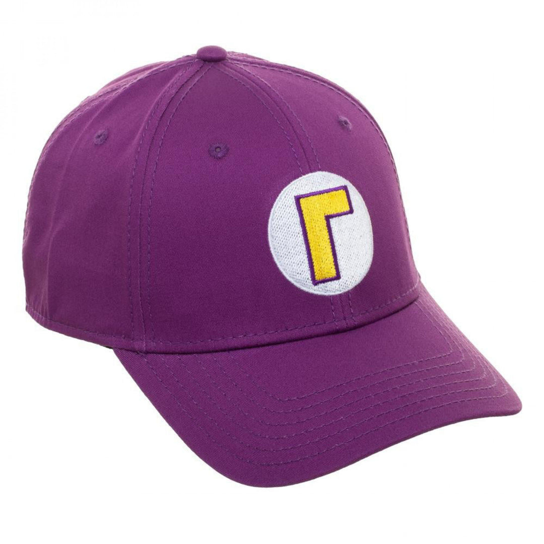 Super Mario Bros. Embroidered Waluigi Flex Fit Hat Image 4