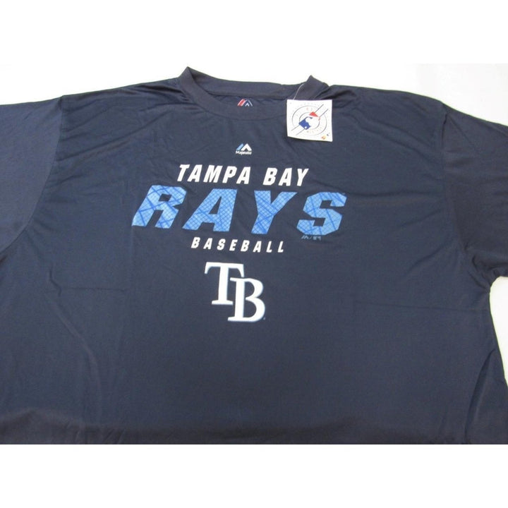 Tampa Bay Rays Mens Size 2XLT 2XL-Tall Majestic Blue Polyester Shirt Image 3