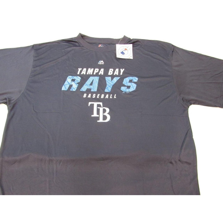 Tampa Bay Rays Mens Size 2XLT 2XL-Tall Majestic Blue Polyester Shirt Image 4