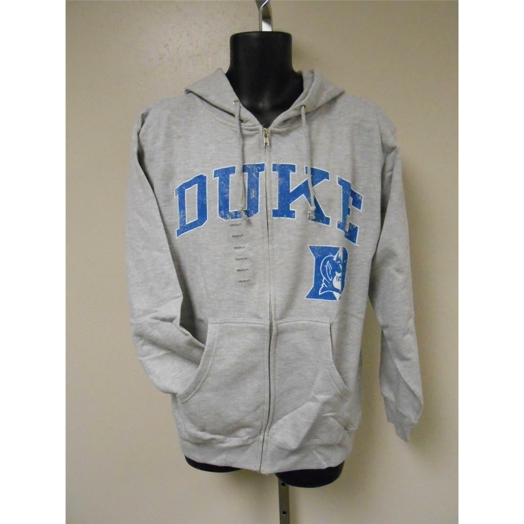 DUKE Blue Devils Adult Mens Size L Large Gray Full-Zip Jacket Hoodie Image 2