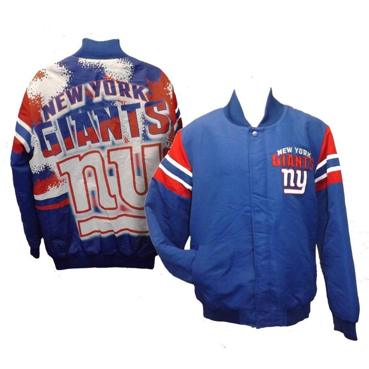 York Giants Mens Size L Large G-III Blue Button Snap Jacket Image 1