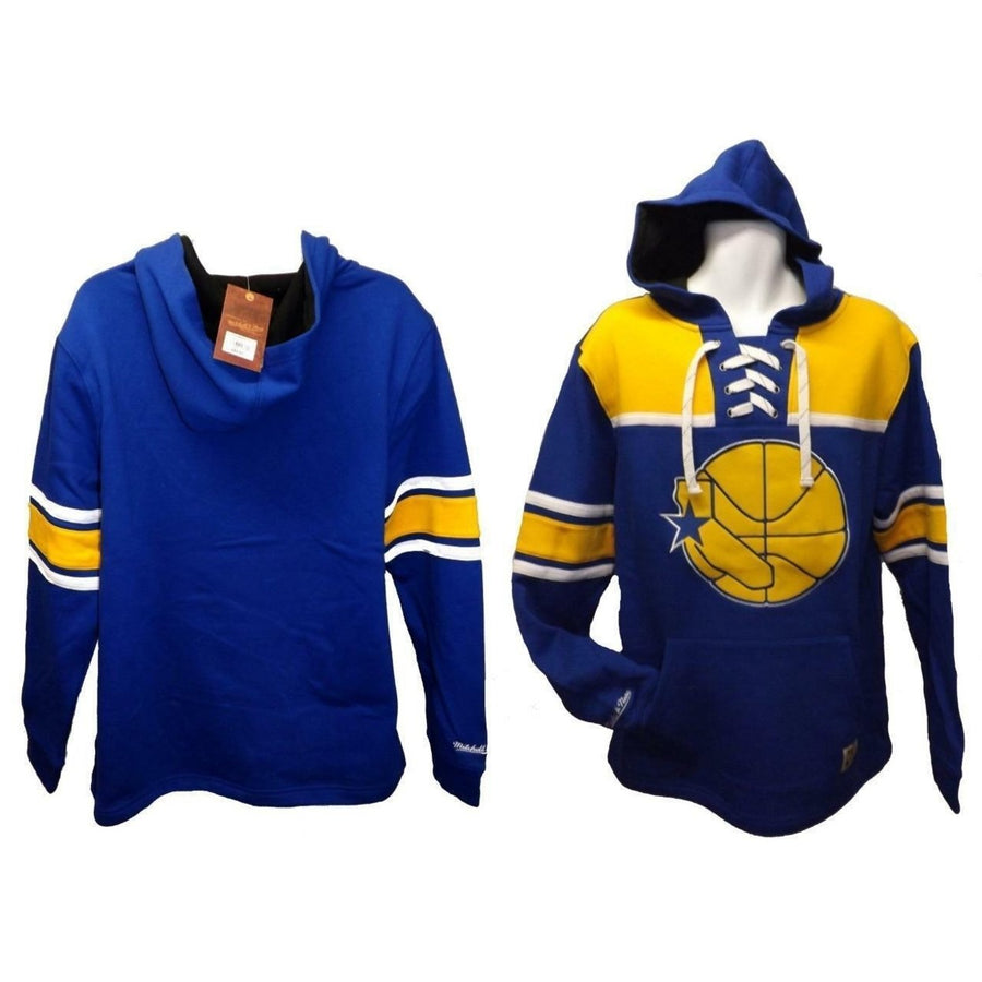 Golden State Warriors Mens Size L Large Mitchell and Ness Blue Hoodie 85 Image 1