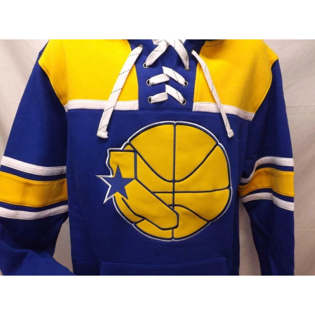 Golden State Warriors Mens Size L Large Mitchell and Ness Blue Hoodie 85 Image 3