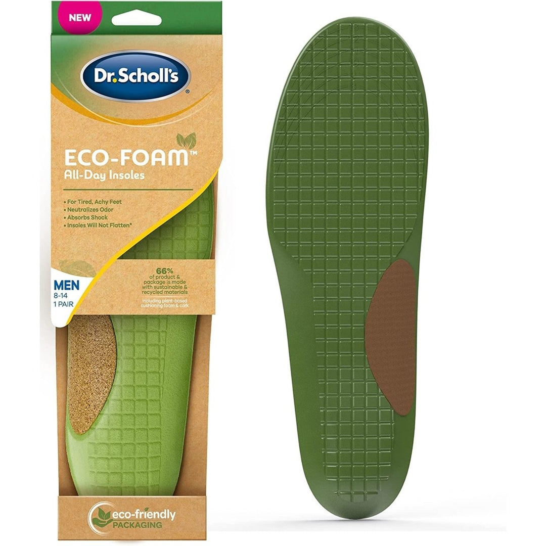 Dr. Scholl s Eco-Foam Insoles for Men Shoe Inserts Made with Sustainable and Recycled Material Mens 8-14 Image 1