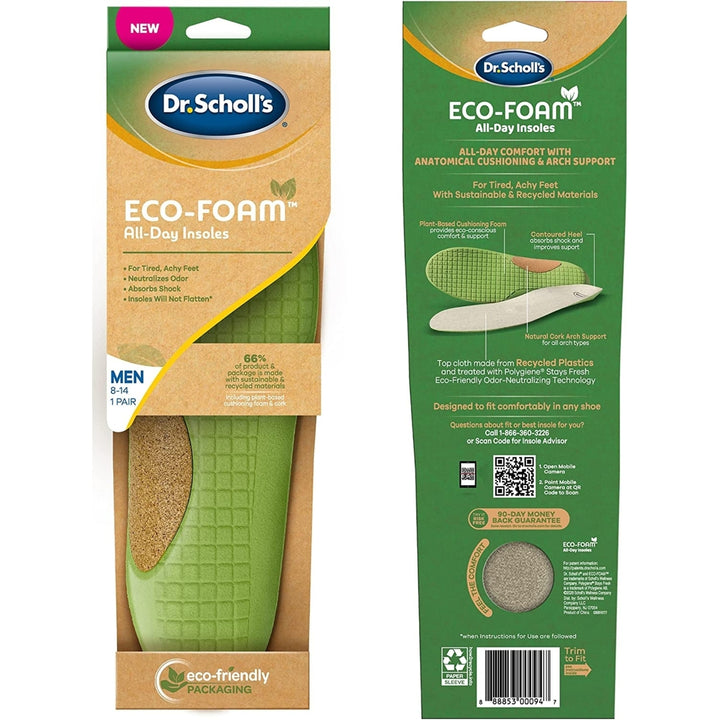 Dr. Scholl s Eco-Foam Insoles for Men Shoe Inserts Made with Sustainable and Recycled Material Mens 8-14 Image 6