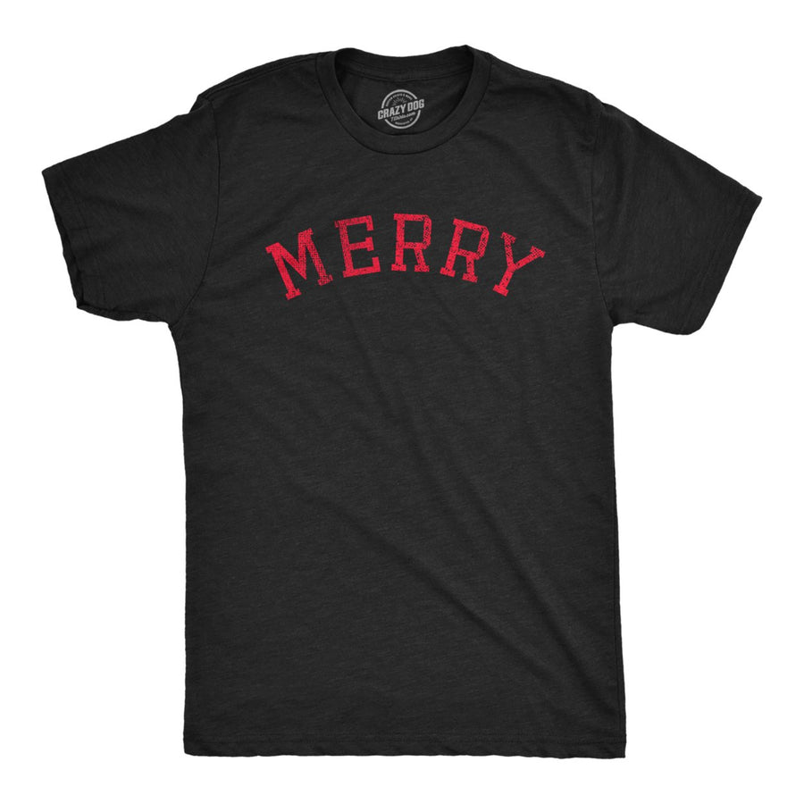 Mens Merry T Shirt Funny Cute Xmas Spirit Cheer Lovers Tee For Guys Image 1