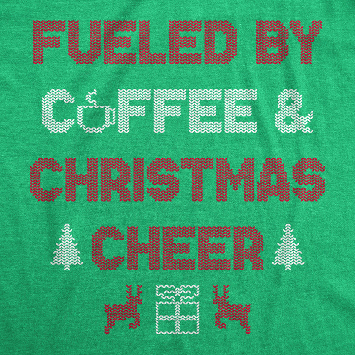 Womens Fueled By Coffee And Christmas Cheer Funny Xmas Spirit Caffeine Lovers Tee For Ladies Image 2