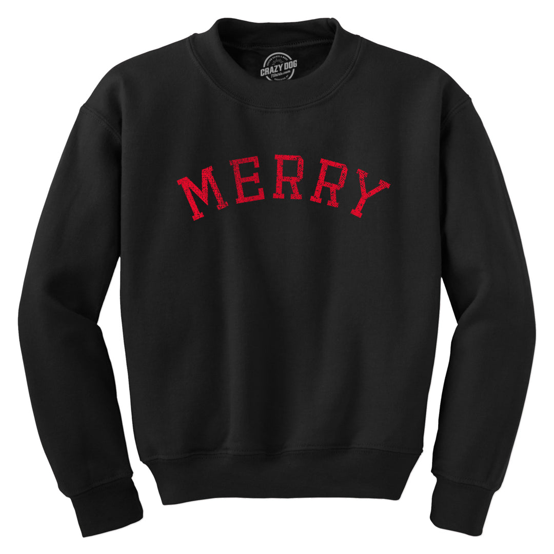 Merry Crewneck Sweatshirt Funny Cute Xmas Spirit Cheer Lovers Longsleeve Image 1