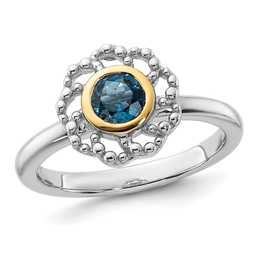 1/2 Carat (ctw) London Blue Topaz Ring in Sterling Silver Image 1