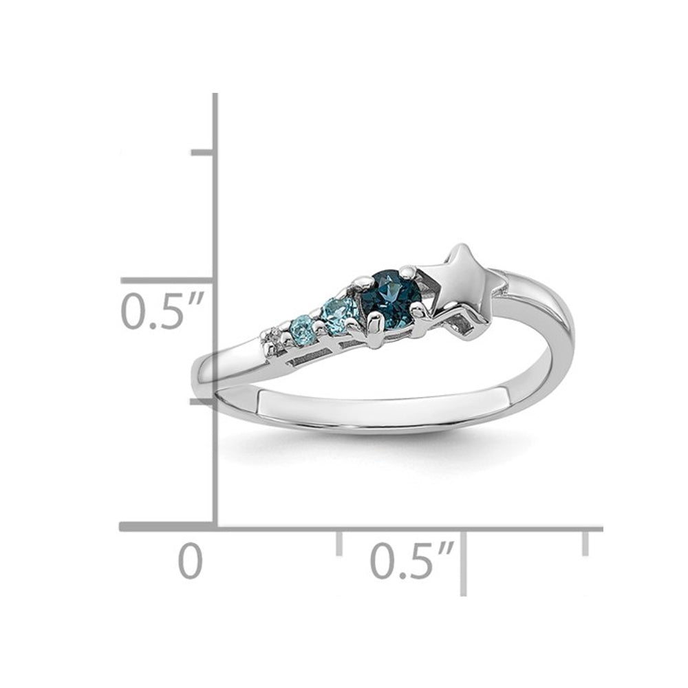 1/5 Carat (ctw) London Blue Topaz Star Ring Band in Sterling Silver Image 3